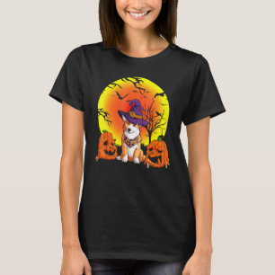 Cute Pet Corgi Dog Witch Hat Halloween Costume T-Shirt
