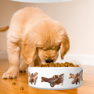 Cute pet custom name & wooden aeroplane,dog or cat bowl