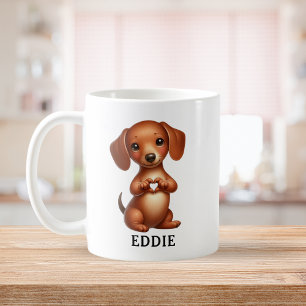 Cute Pet Dachshund Creating a Heart with Paws Coffee Mug