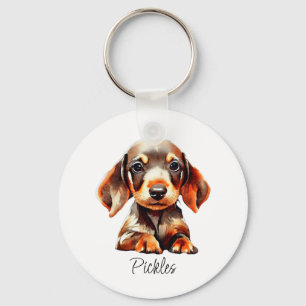 Cute Pet Dachshund Puppy Name Key Ring