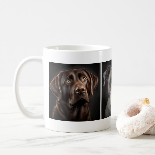 Cute Pet Dog 3 Photo Custom Coffee Mug (With Donut)