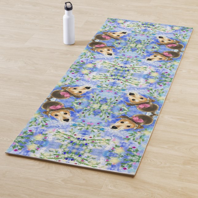 Cute Pet Dog and Christmas Tree Yoga Mat (In Situ)
