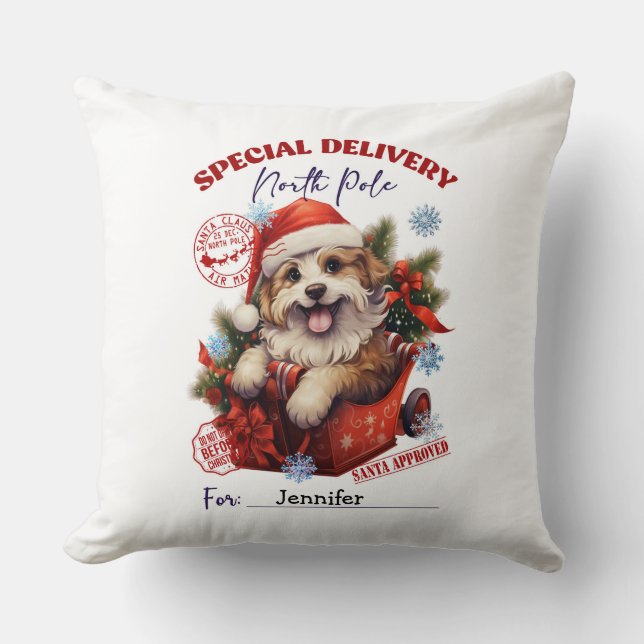 Cute Pet Dog Christmas Throw Pillow (Front)