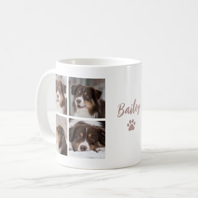 Cute Pet Dog Custom 8 Photo Collage Coffee Mug (Front Left)