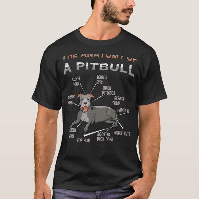 Cute Pet Dog Definition Animal Anatomy Of Pitbull T-Shirt (Front)