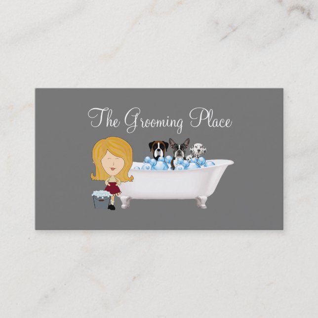 Cute Pet Dog Grooming Services And Salon Business Card (Front)