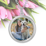 Cute Pet Dog Lover Personalised Photo Silver Plated Necklace<br><div class="desc">Now you can have your best friend with you wherever you go with this custom dog pet photo necklace. Customise with your favourite photo! A must have for every dog mum, dog lover and all pet lovers! COPYRIGHT © 2020 Judy Burrows, Black Dog Art - All Rights Reserved. Cute Pet...</div>