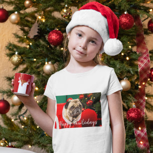 Cute Pet Dog Lover Photo Christmas Happy Pawlidays T-Shirt