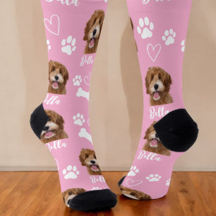 Cute Pet Dog Lover Pink Photo Socks