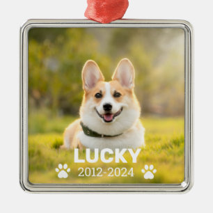Cute Pet Dog Memorial Personalised Photo Keepsake Metal Tree Decoration