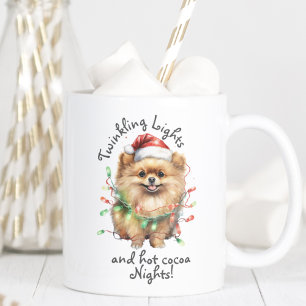 Cute Pet Dog Modern Script Watercolor Christmas Two-Tone Coffee Mug