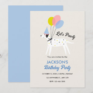 Cute pet dog pastel colour birthday party  invitation