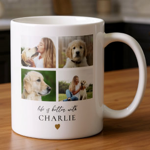 Cute Pet Dog Quote 4 Photo Modern Collage Coffee Mug