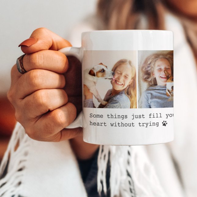 Cute Pet Dog Quote Custom 4 Photo Collage Coffee Mug (Creator Uploaded)