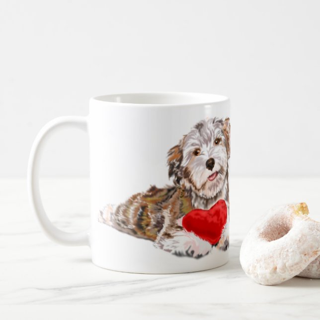 Cute Pet Dog with Heart Gift Coffee Mug (With Donut)