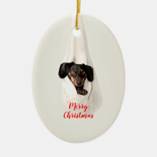 Cute Pet Family Puppy Dog Christmas Photo Ceramic Tree Decoration