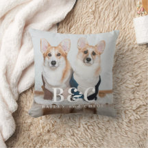Cute Pet Friends Dog Lover Monogram Photo Pillow