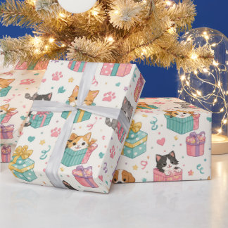 Cute Pet Gift Wrapping Paper | Dog & Cat Pattern