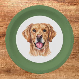 Cute Pet Golden Retriever Christmas Plate