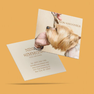 Cute Pet Grooming Care Service Photo Square Business Card