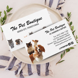 Cute Pet Grooming & Sitter Script Style Business Card