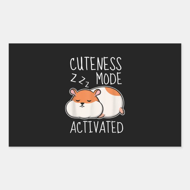 Cute Pet Hamster Sleeping Rectangular Sticker (Front)