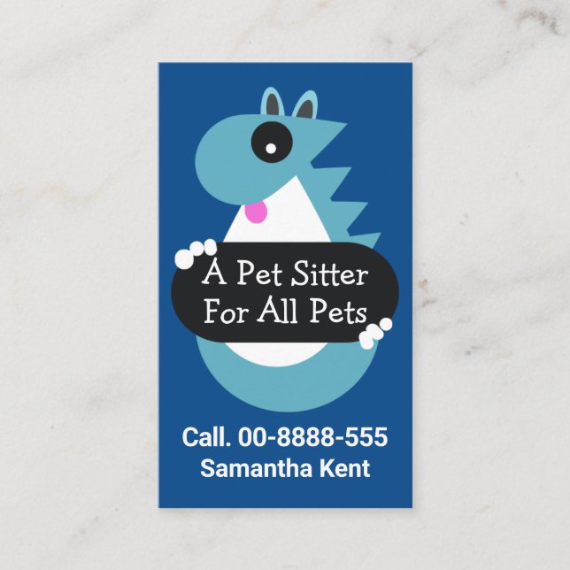 Cute Pet Holding Sitter Placard  Business Card (Front)