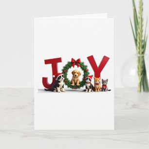 Cute Pet Joy Christmas Card Kitten Puppy Holiday