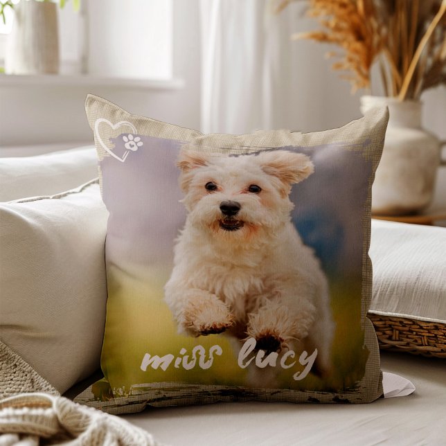 Cute Pet Keepsake Photo Playful Typography Cushion (Creator Uploaded)