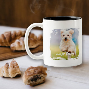 Cute Pet Keepsake Photo Playful Typography Two-Tone Coffee Mug