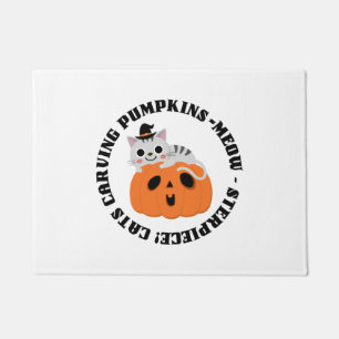 Cute pet love fall halloween pumpkin cat design ts doormat