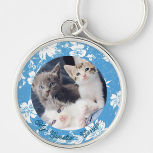 Cute Pet Lover Cat Custom Photo Keychain