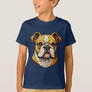 Cute Pet Lover English Bull Dog Illustration T-Shirt