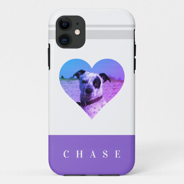 Cute Pet Lover Heart Add Your Photo Name Case-Mate iPhone Case (Back)