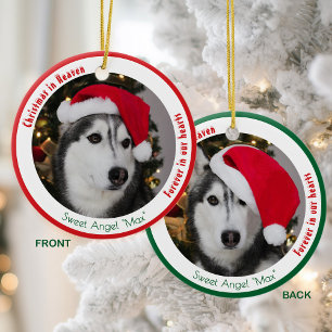 Cute Pet Memorial Keepsake 2 Dog Photo Christmas Ceramic Tree Decoration