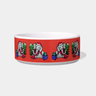 Cute Pet Name Christmas Elephants Bowl