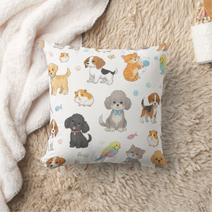 Cute Pet Pattern Throw Pillow