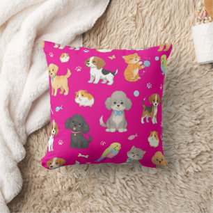 Cute Pet Pattern Throw Pillow