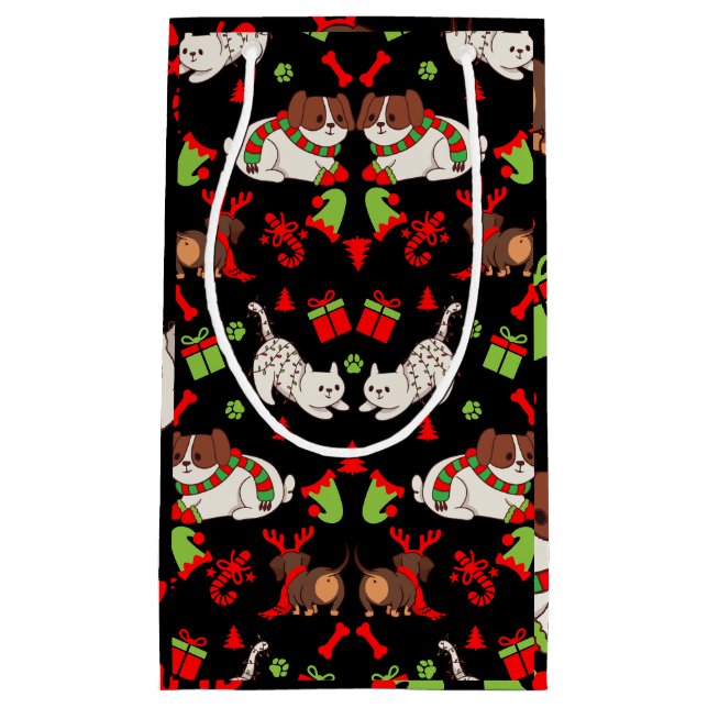 Cute Pet Patterned Christmas Gift  Small Gift Bag (Front)