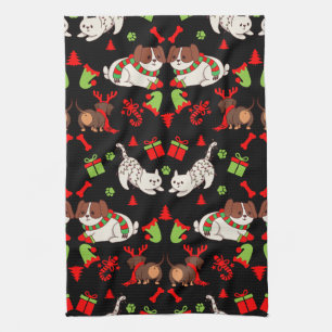 Cute Pet Patterned Christmas Gift Tea Towel