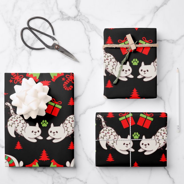 Cute Pet Patterned Christmas Gift  Wrapping Paper Sheet (Front)