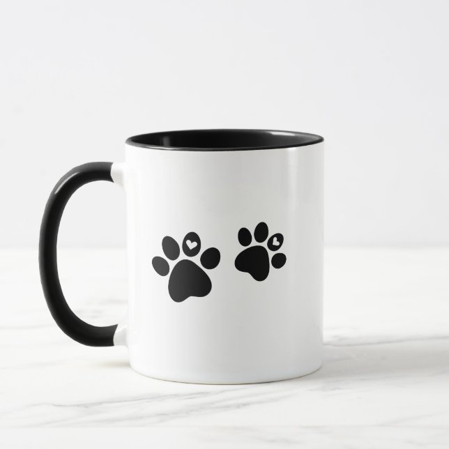 Cute Pet Paw Graphic Mug; Novelty Cat, Dog Lovers Mug (Left)