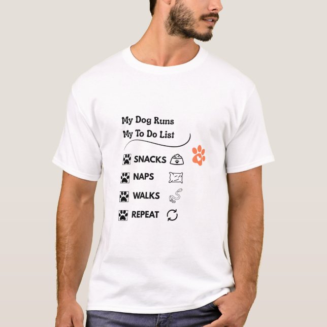 Cute Pet Paw Print Checklist T-Shirt (Front)