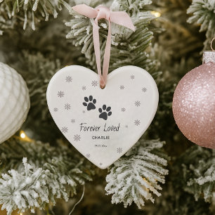 Cute Pet Paw Print Custom Christmas Elegent Snow Ornament