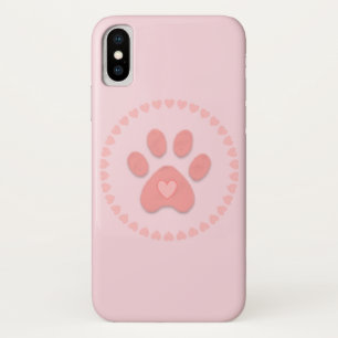 Cute Pet Paw with Hearts iPhone X Case