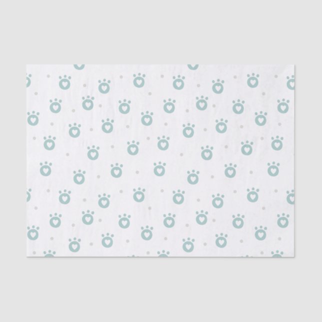 Cute Pet Paws with Hearts 10lb Tissue Paper, White Tissue Paper (Front)