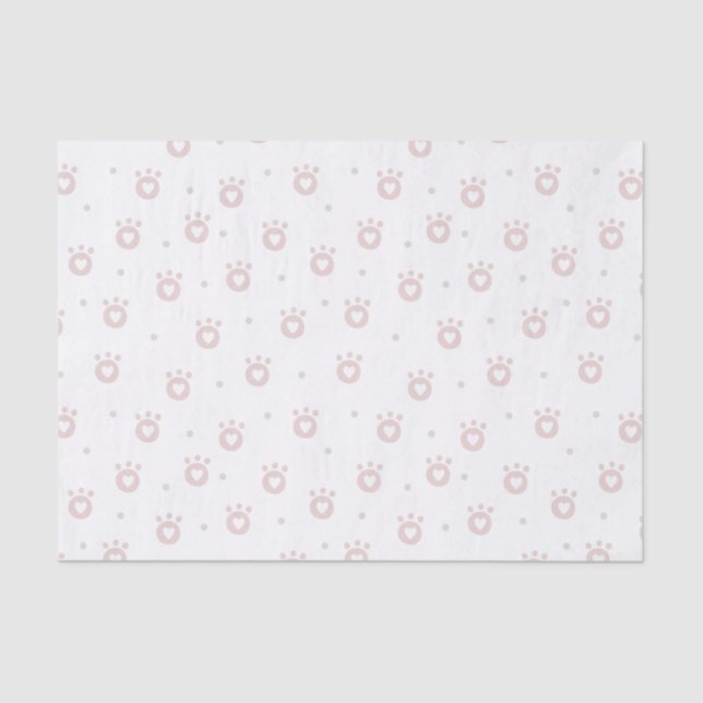 Cute Pet Paws with Hearts 10lb Tissue Paper, White Tissue Paper (Front)