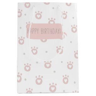 Cute Pet Paws with Hearts Gift Bag - Small, Glossy