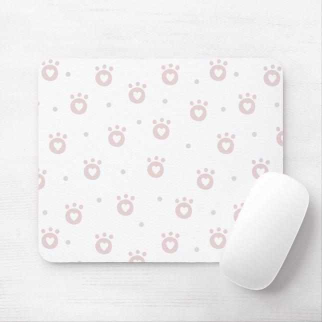 Cute Pet Paws with Hearts | Mousepad (With Mouse)