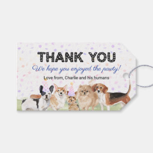 Cute Pet Pawty Blue Custom Dog Birthday Party Gift Tags